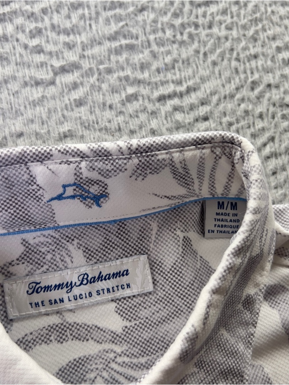 Tommy Bahama The San Lucio Stretch Shirt Mens M White Gray Islandzone Tropical - Picture 8 of 12